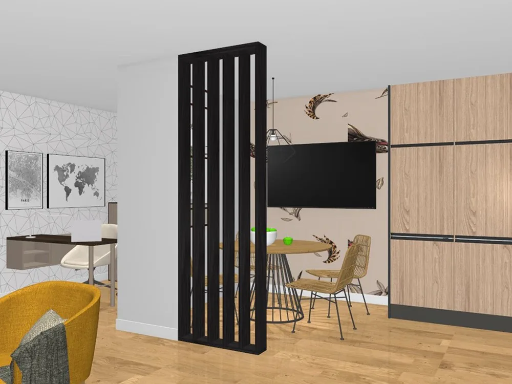 Separador de ambientes Biombo de 78cm (Roble nero)