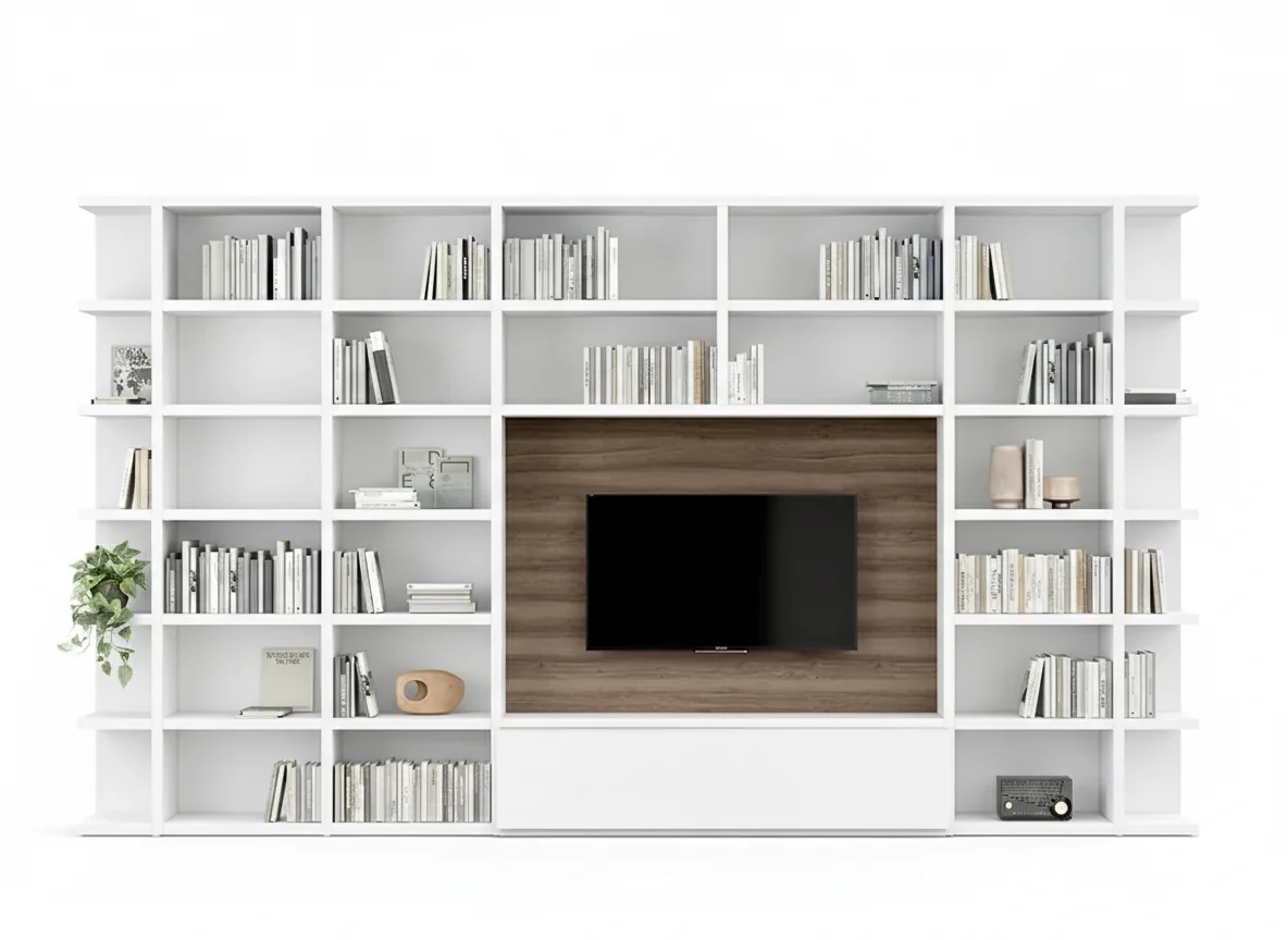 Librería con panel para televisión Atrio 09