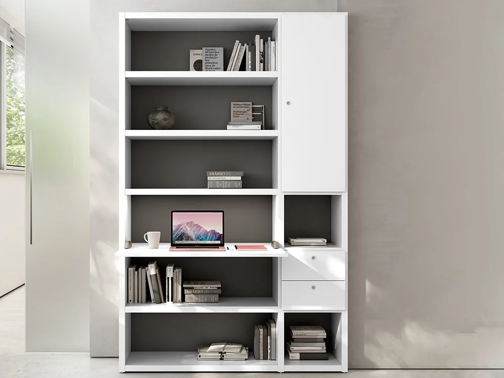 Librería con escritorio abatible Atrio 14 (Blanco)
