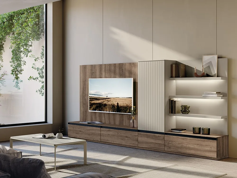 Mueble para salón con panel y luz Nova 12