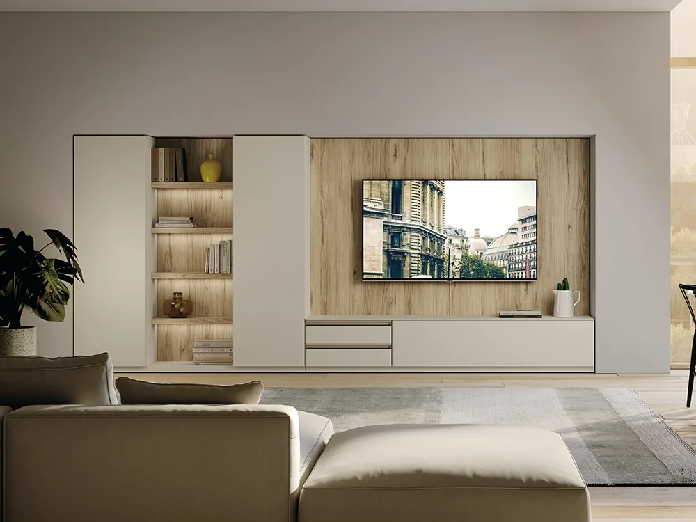 Composición para salón con librería Nova 16