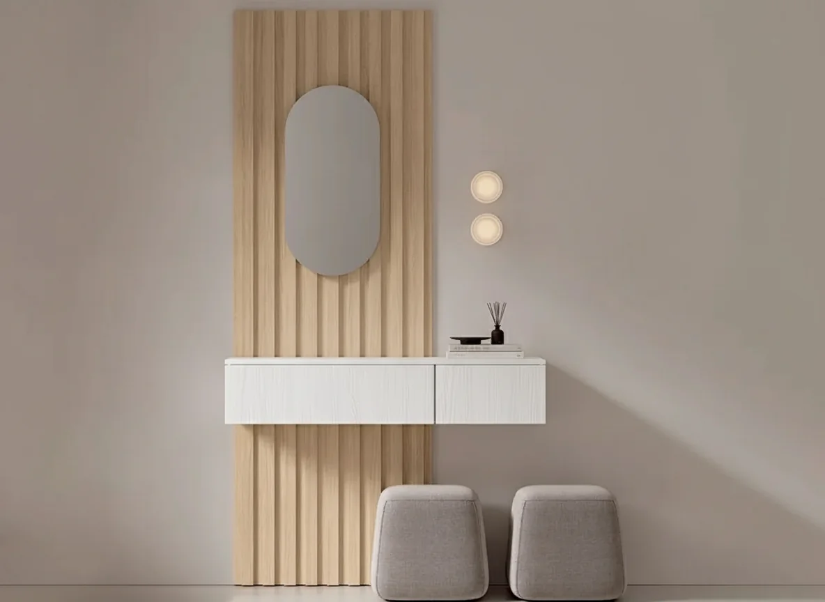 Mueble recibidor con panel Livia 01 (Blanco)