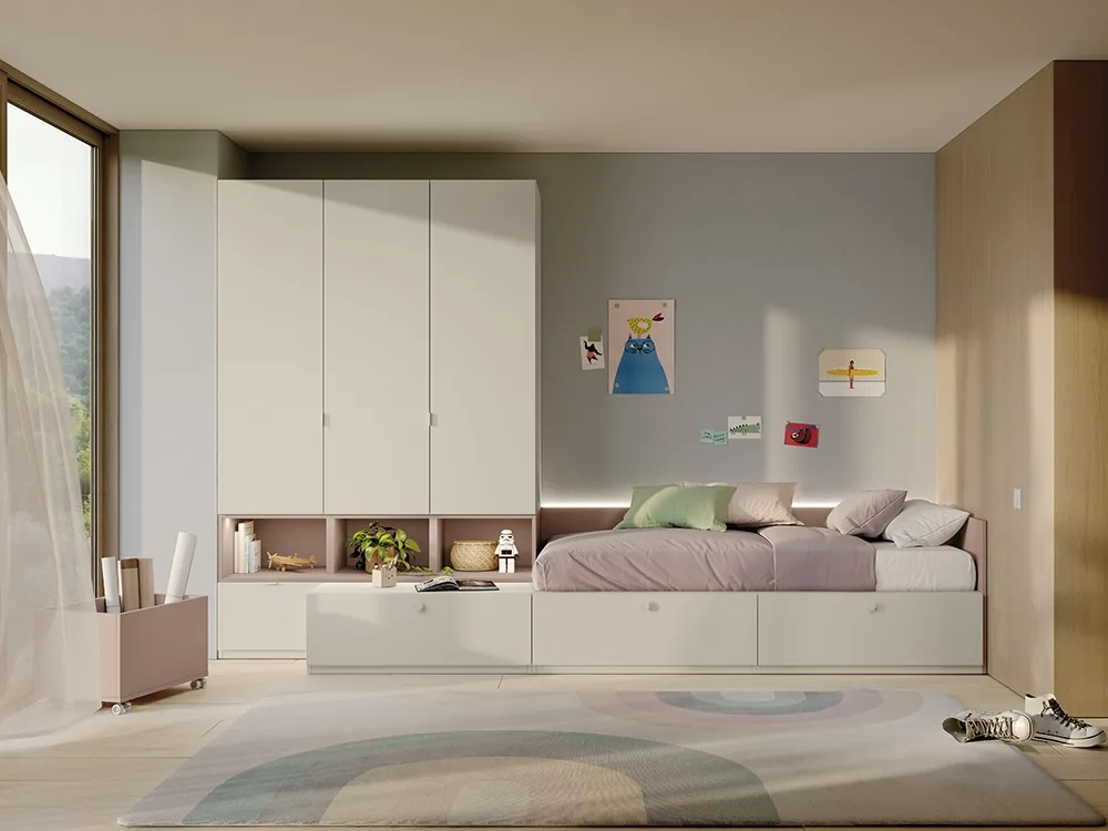 Cama con panel con luz led Juno 04