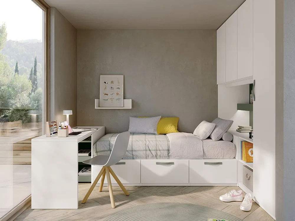 Dormitorio con armario y escritorio Juno 13