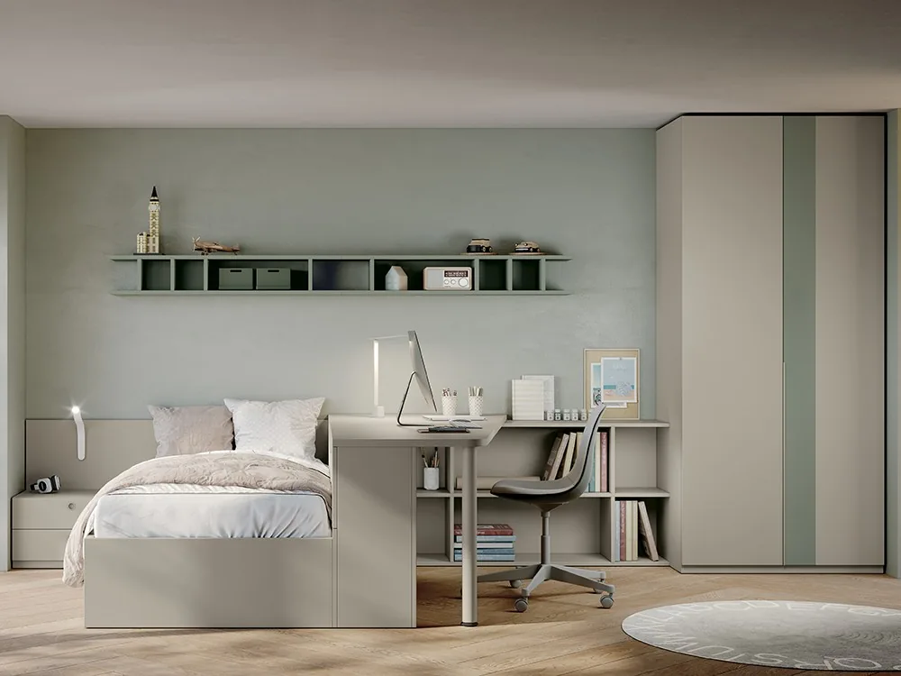 [15065] Cama con escritorio Juno 22