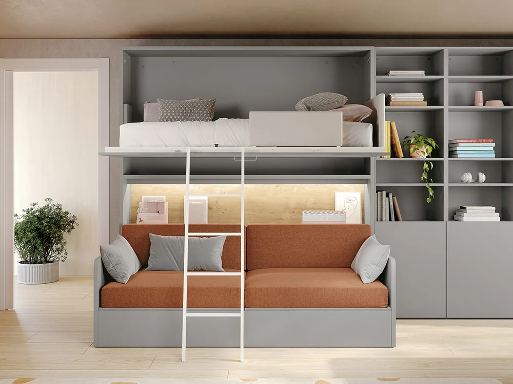 [15098] Cama alta abatible con sofá Juno 43