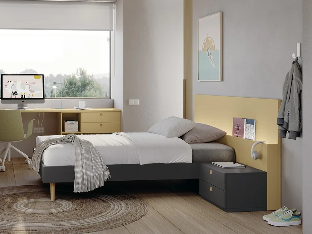 Cama con cabecero luz led Juno 49