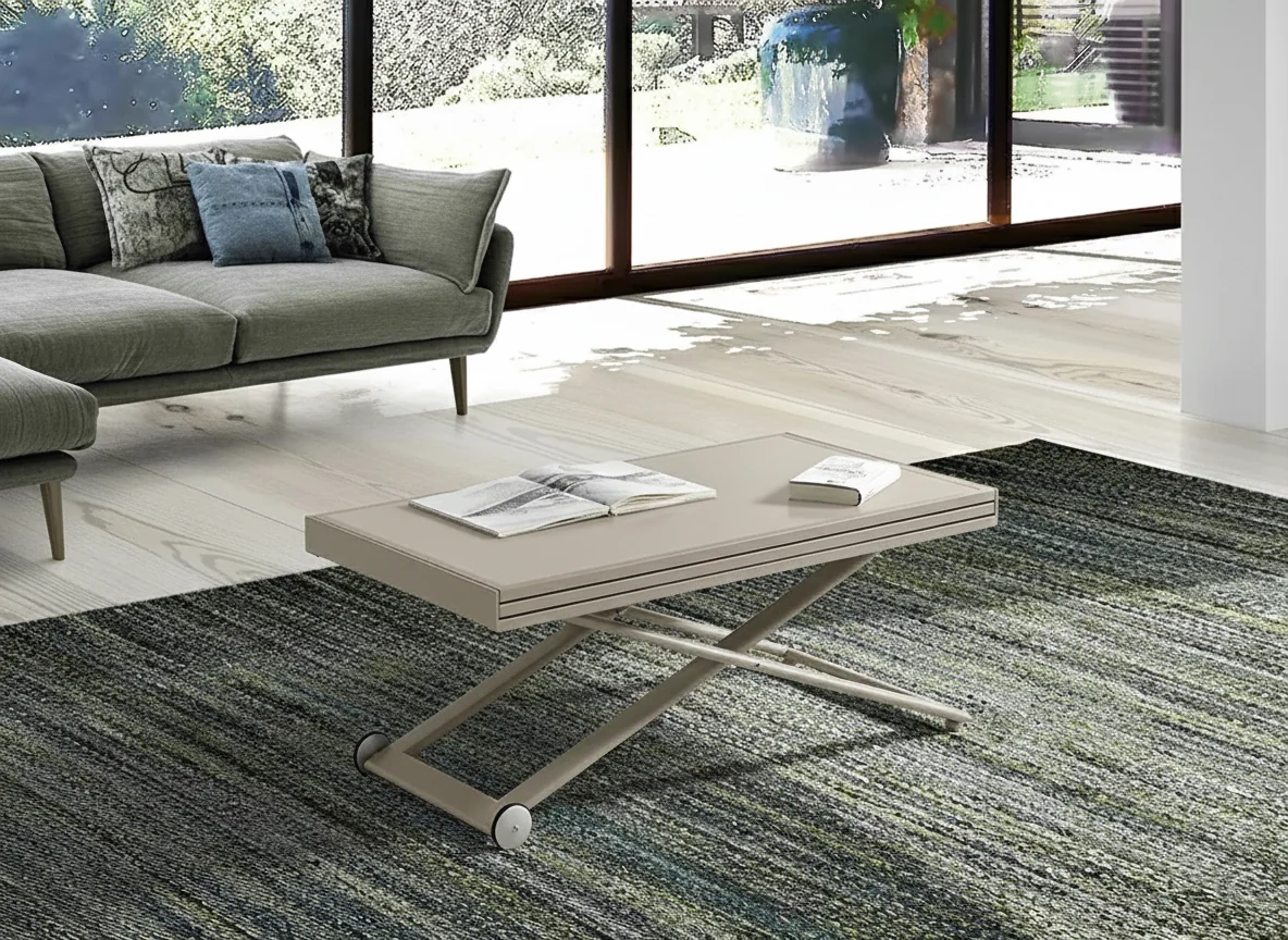 Mesa de centro elevable y extensible Dúo (Lino)