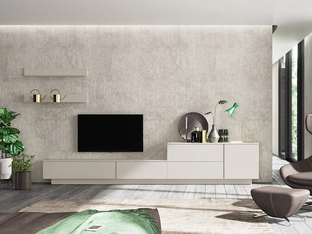 [5866] Mueble de salón a dos alturas con baldas Livia