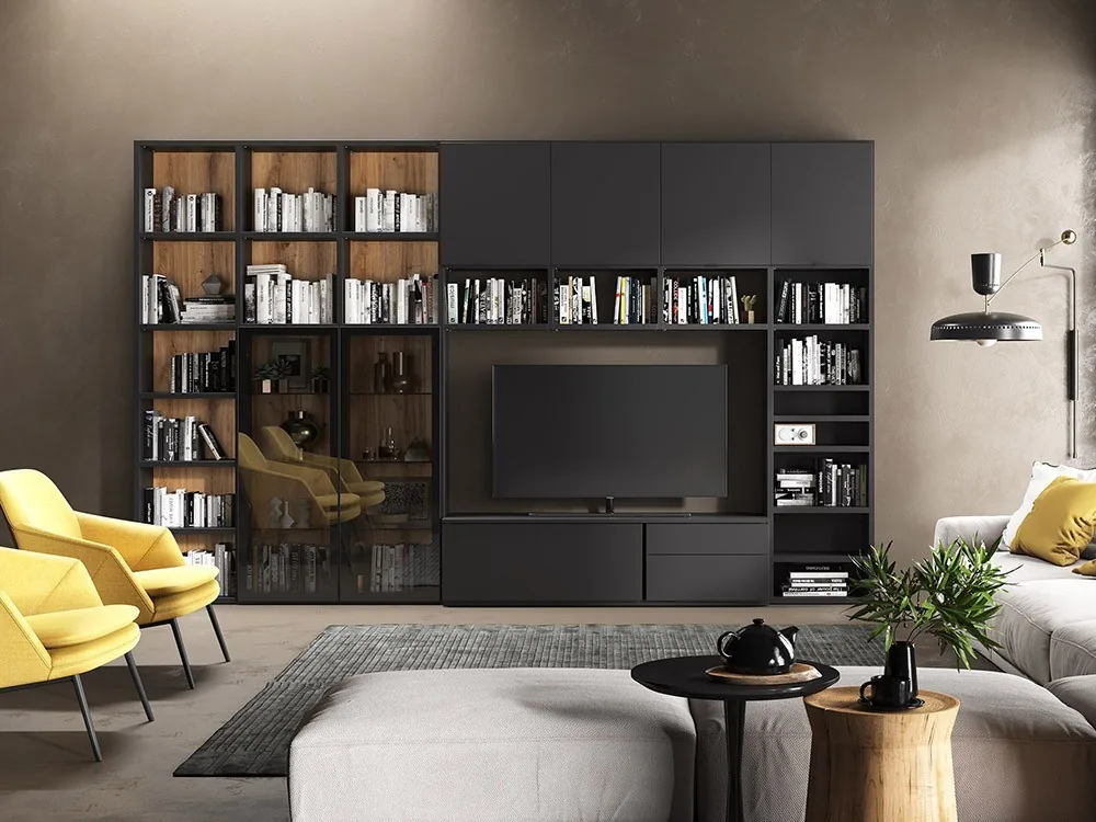 Librería para TV con vitrina Livia