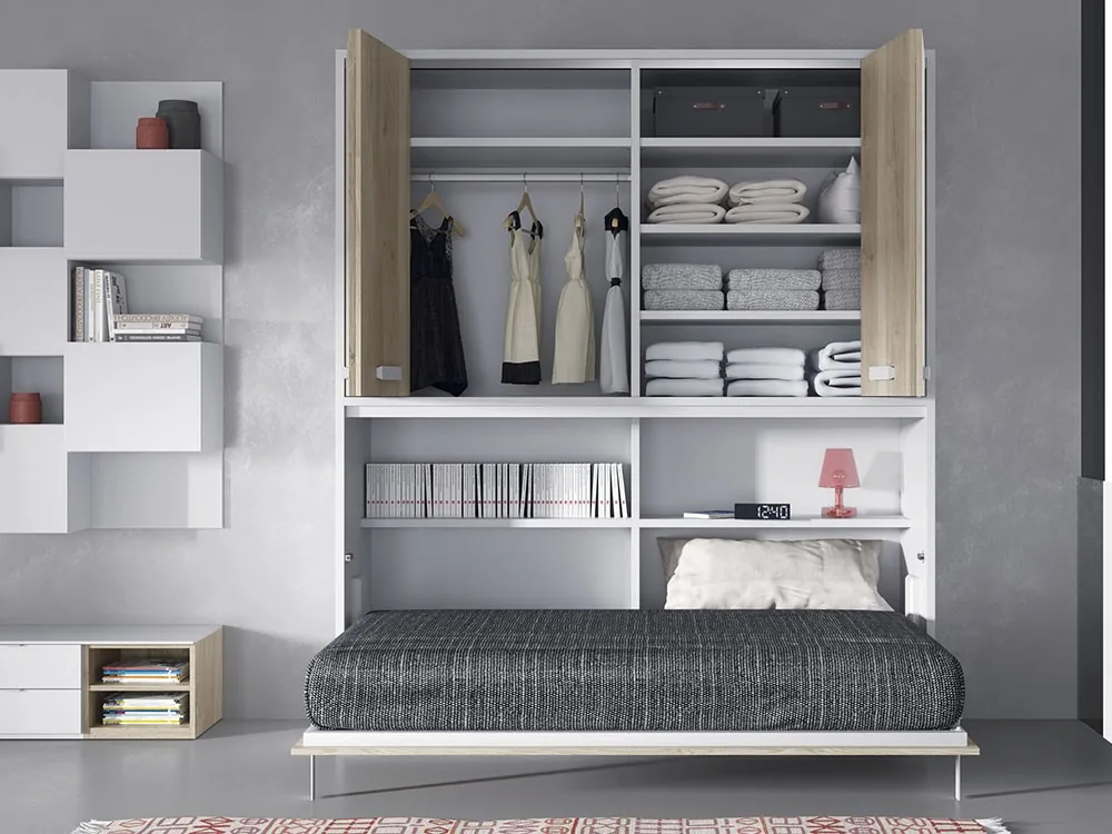 [8914] Cama abatible horizontal 105cm con armario Nido-19