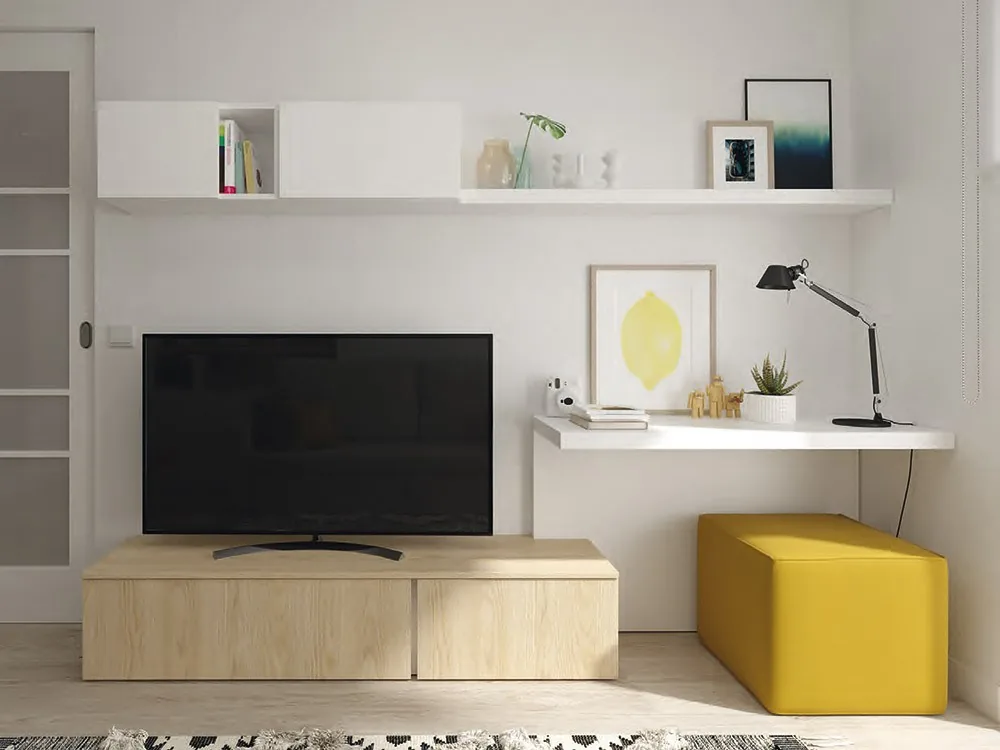 [8940] Mueble tv con escritorio Compacta Flat