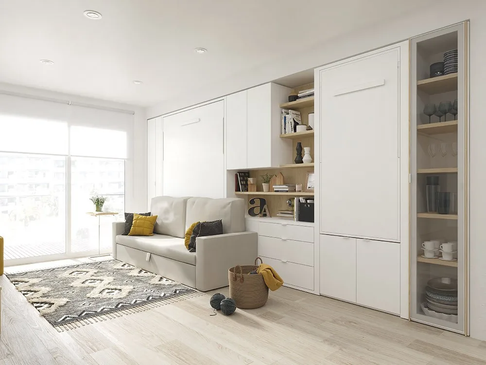 Loft con cama abatible 150cm con sofá y comedor Compacta Flat